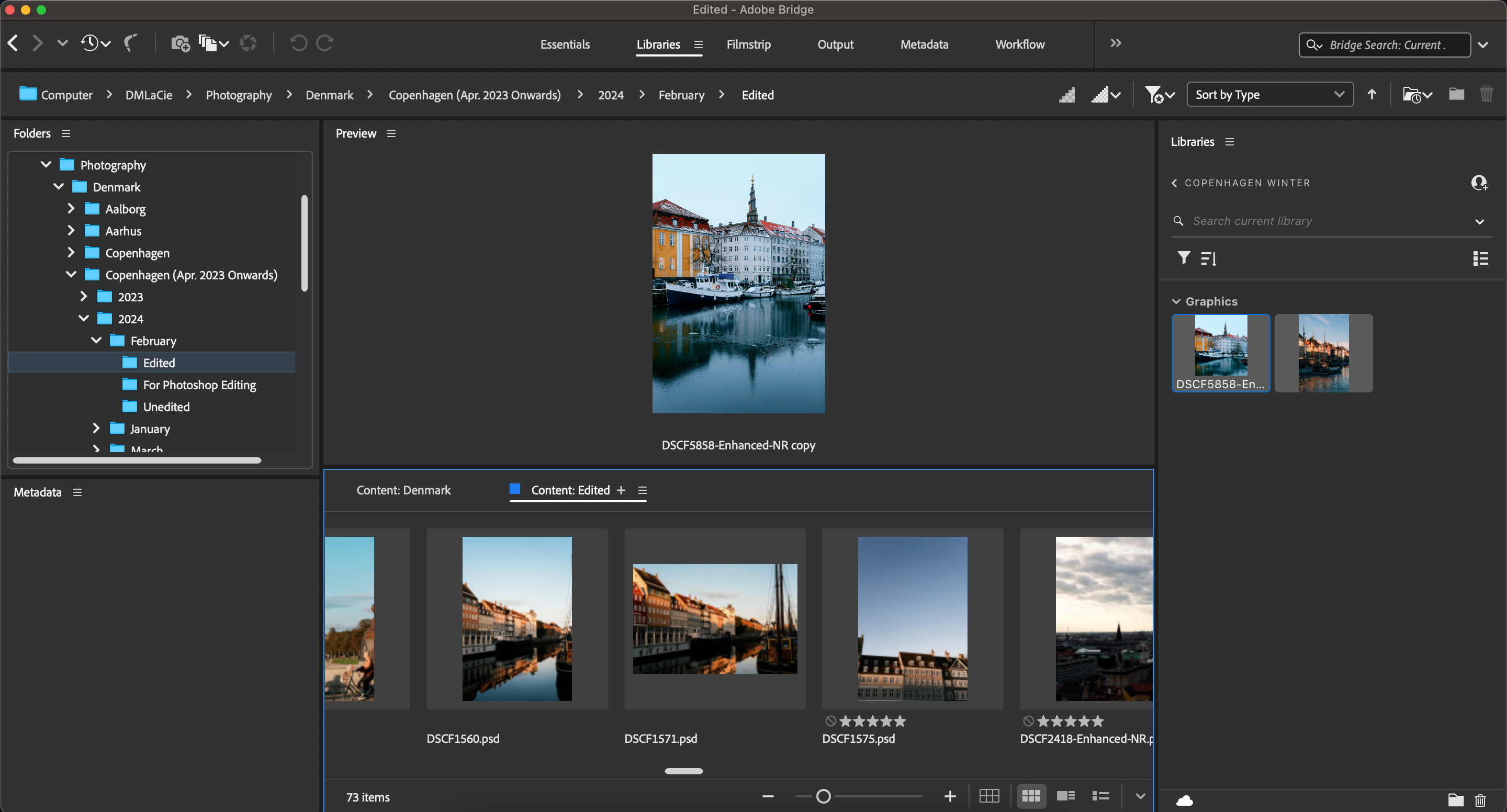 A new library created within the Adobe Bridge app 