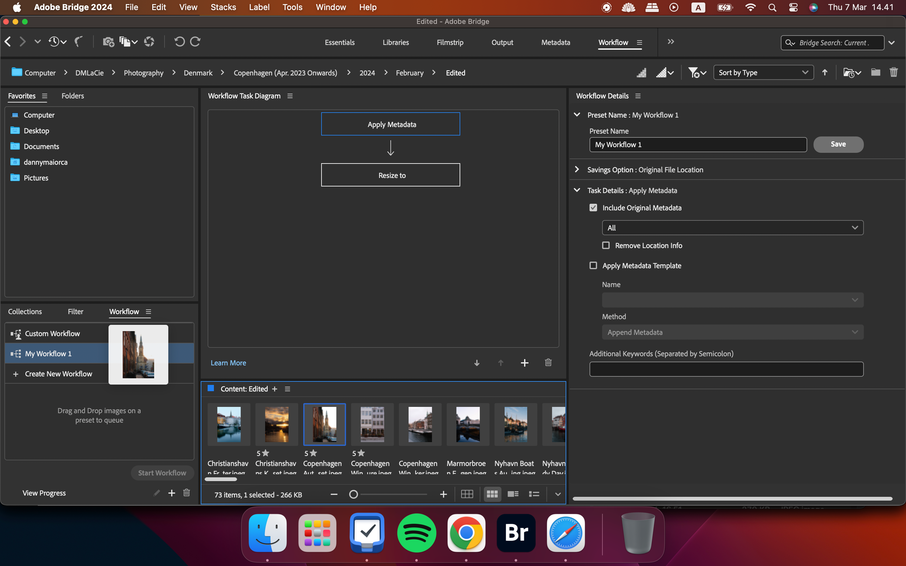 Add a workflow preset to a different file in the Adobe Bridge app