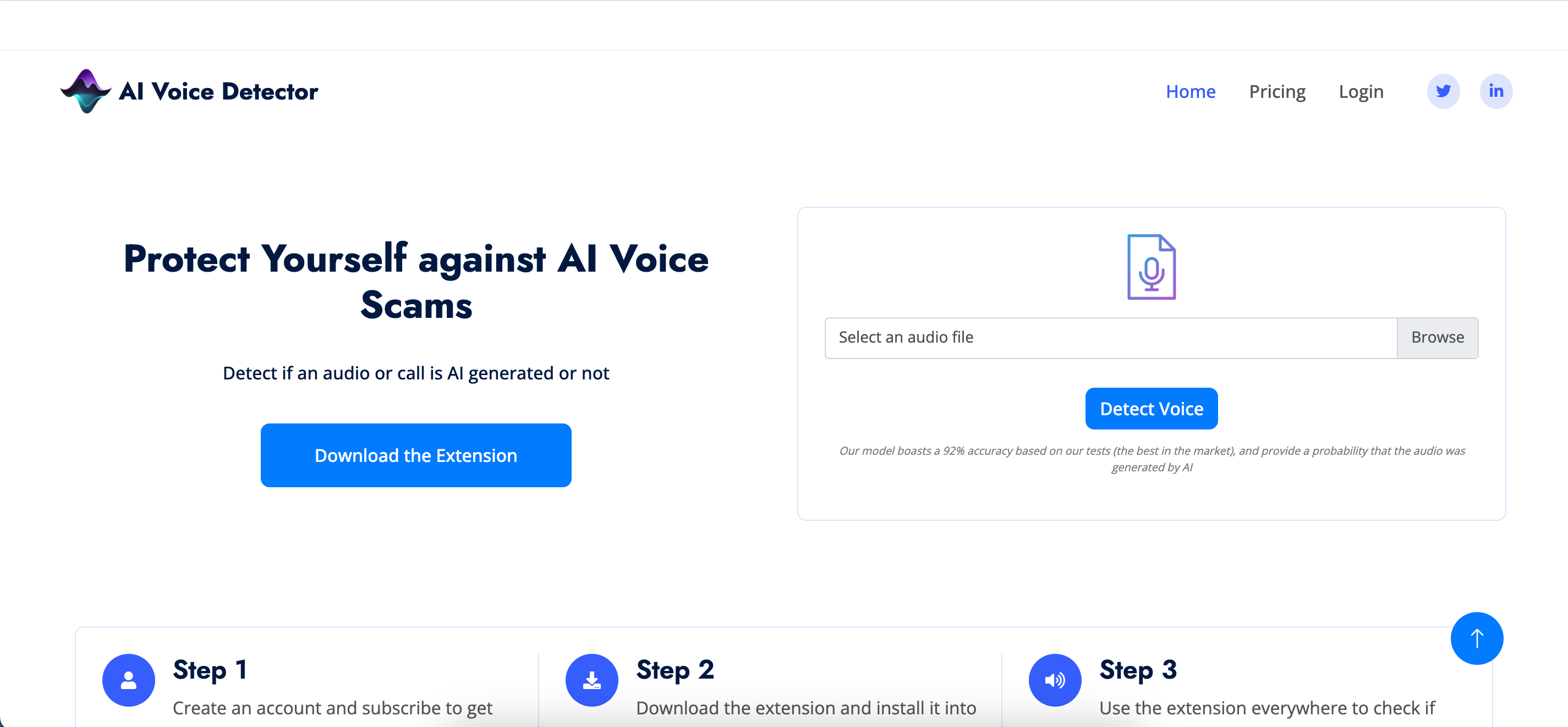 The Voice Detection Page on AI Voice Detector