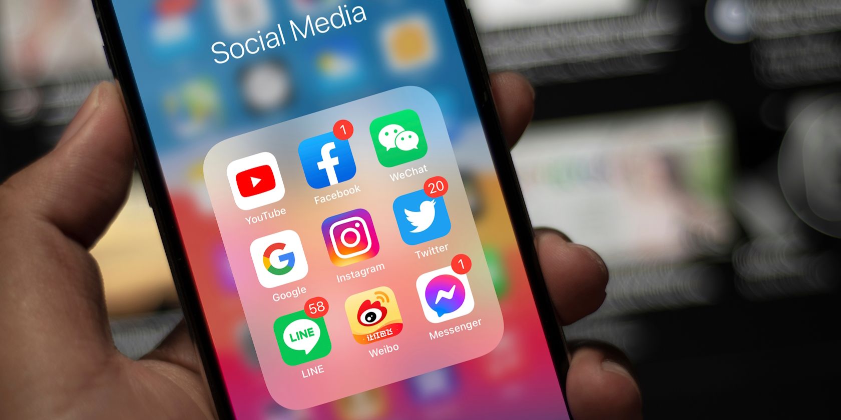 Social Media apps folder on an iPhone