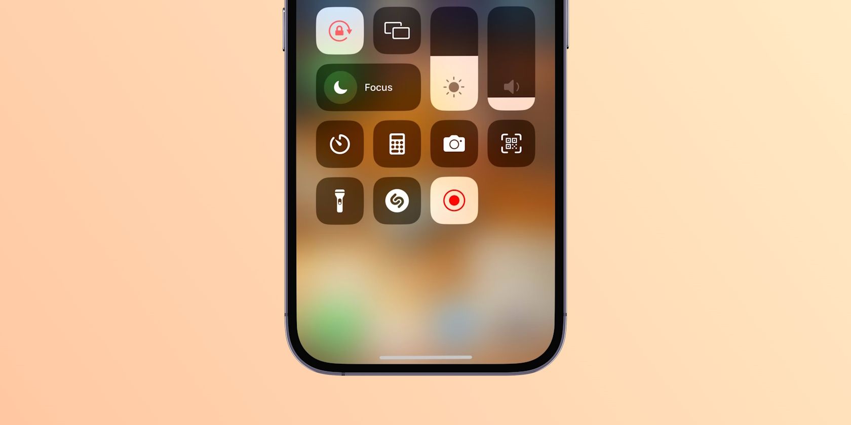 The built-in screen recording tool appearing in the Control Center on an iPhone