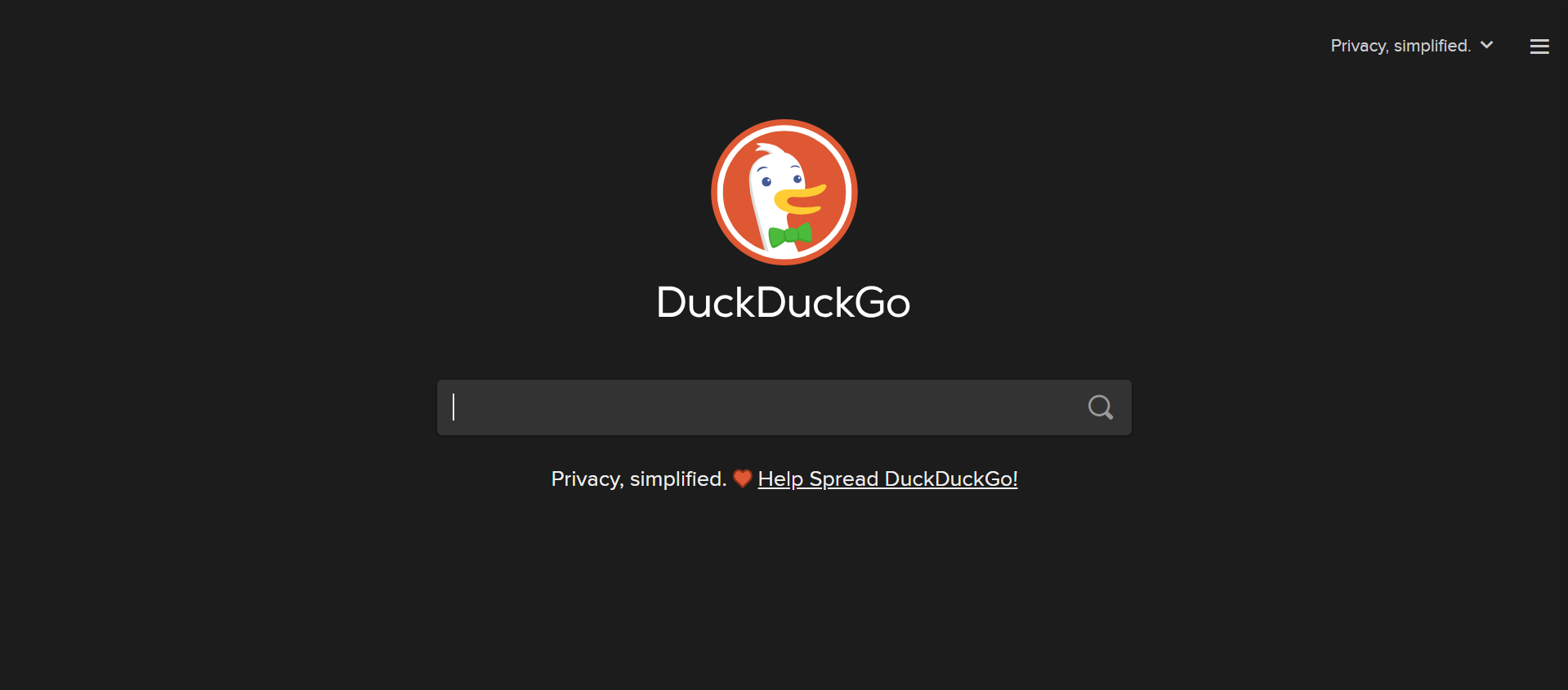 The DuckDuckGo Search Engine Homepage