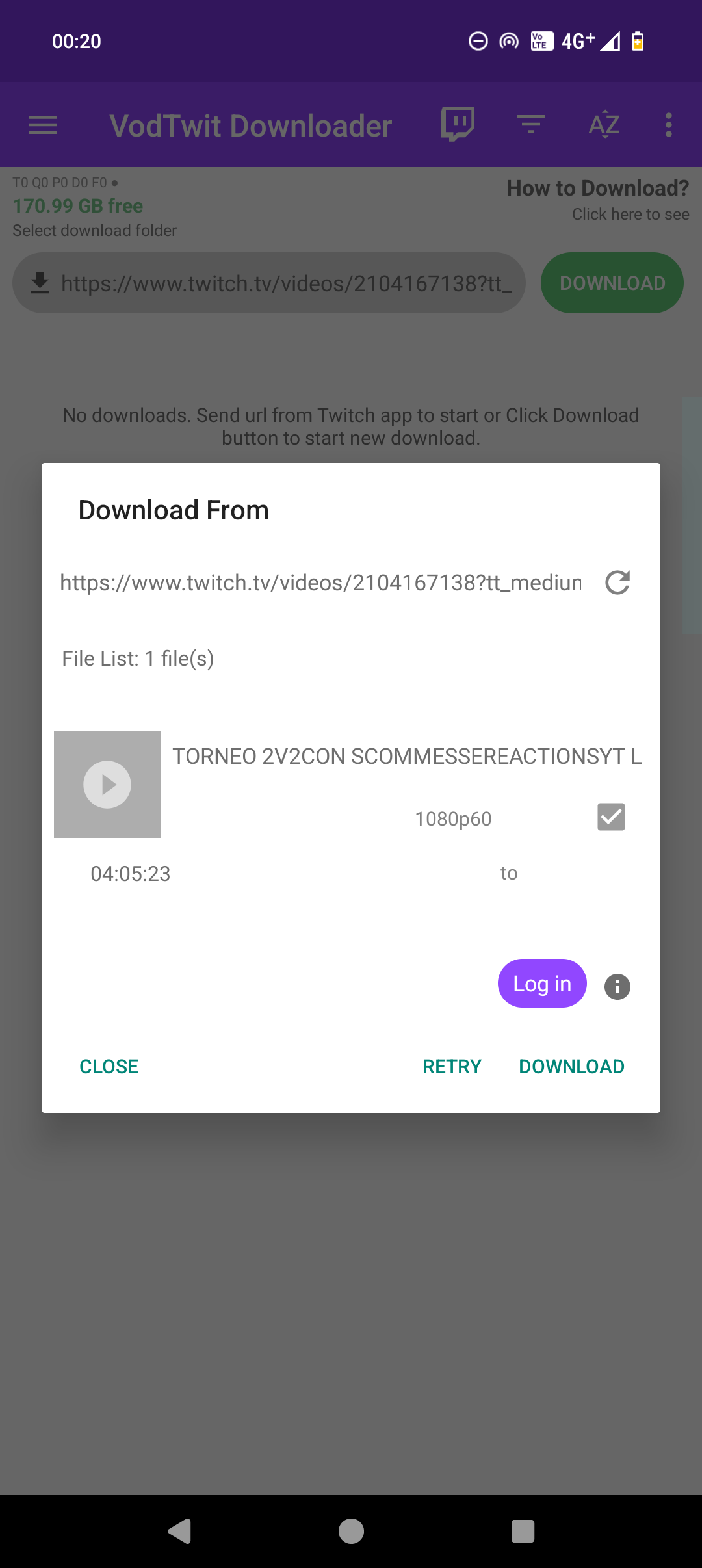 загрузчик видео для twitch Android добавить ссылку twitch