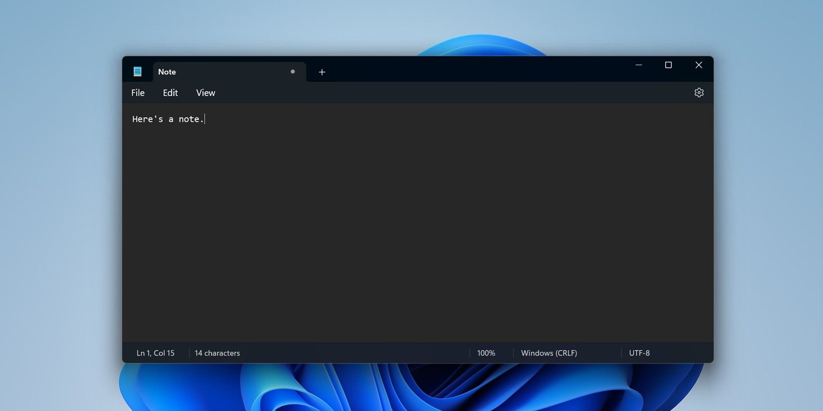 An open Windows Notepad tab displayed on the Windows homepage