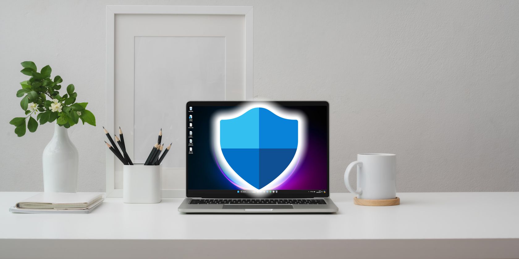 windows security logo on laptop screen