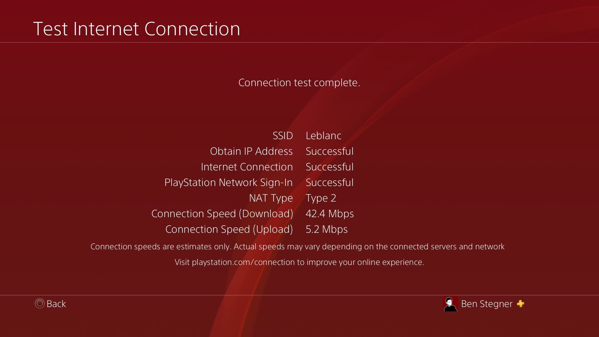 PS4ネットワークテスト結果