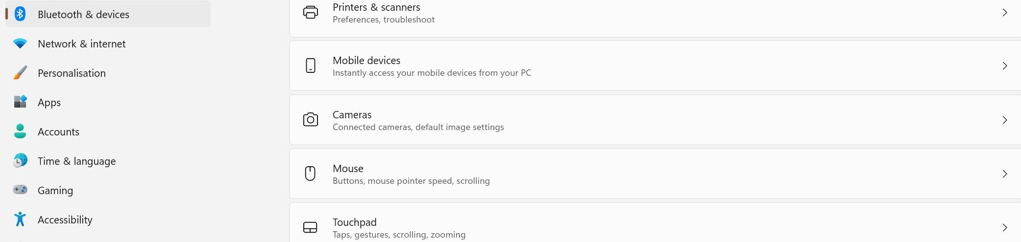 Opening the touchpad settings in the Windows Settings app.