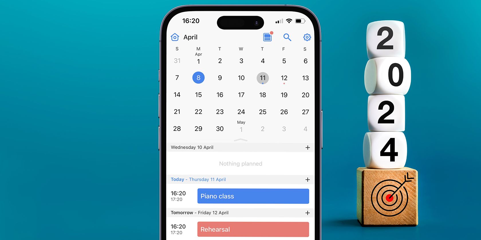 A Calendar app running on an iPhone