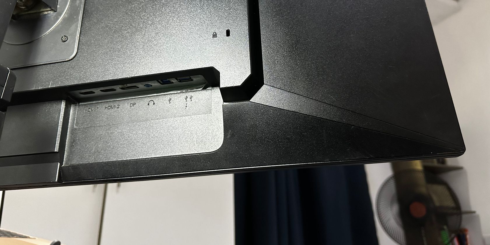 Back of monitor displaying connectivity ports