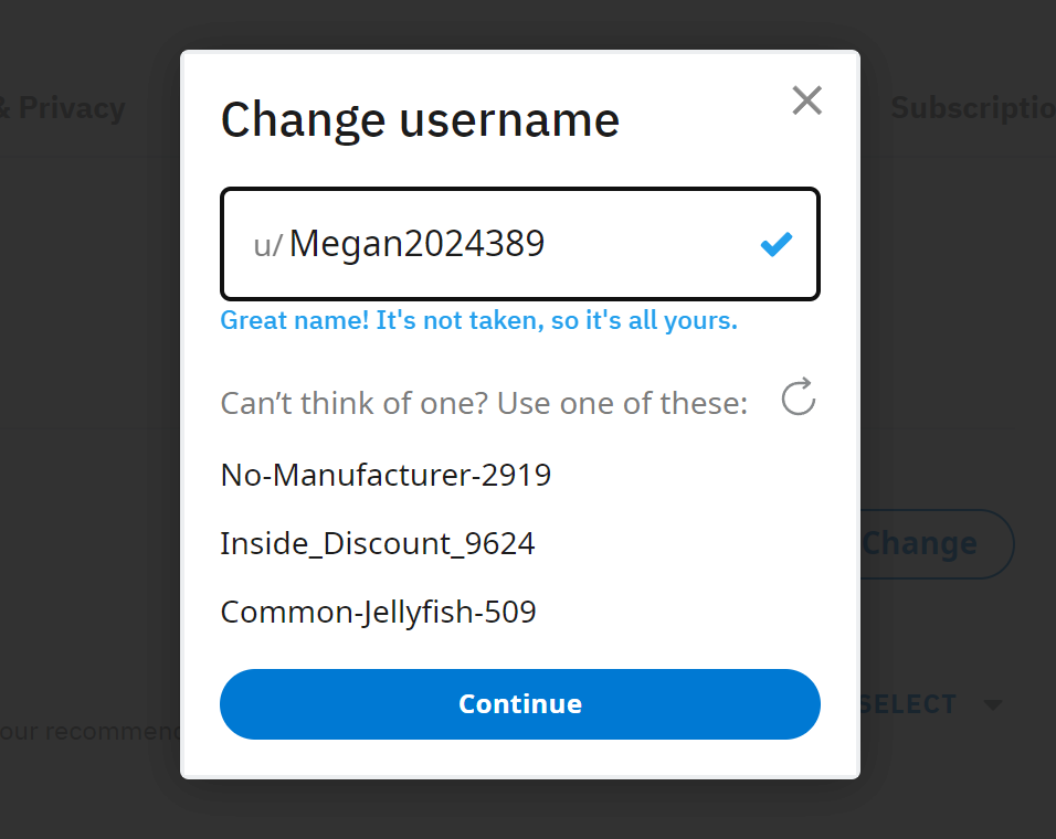 changing your reddit username