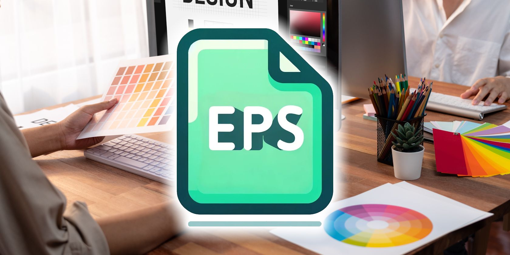 EPS file with graphics designer office background