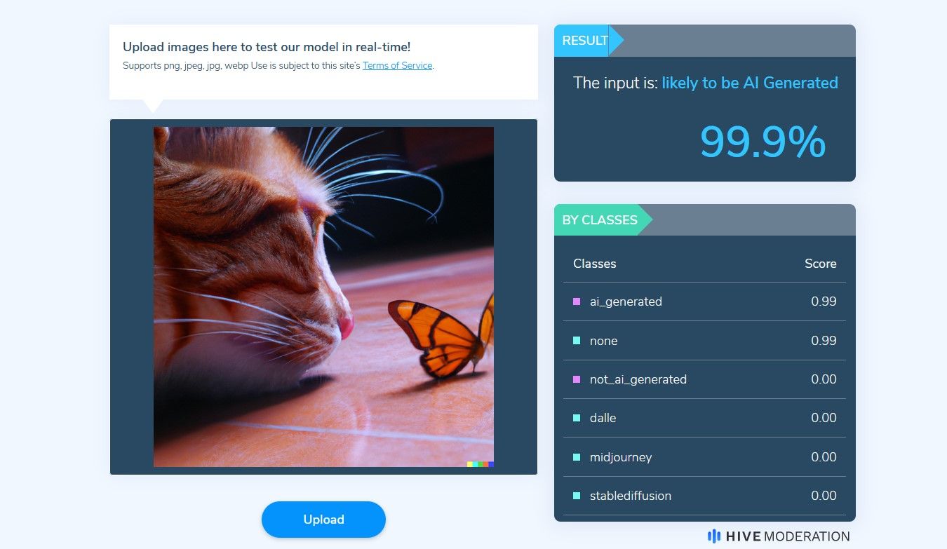 Hive Moderation Accurately Detecting AI Image