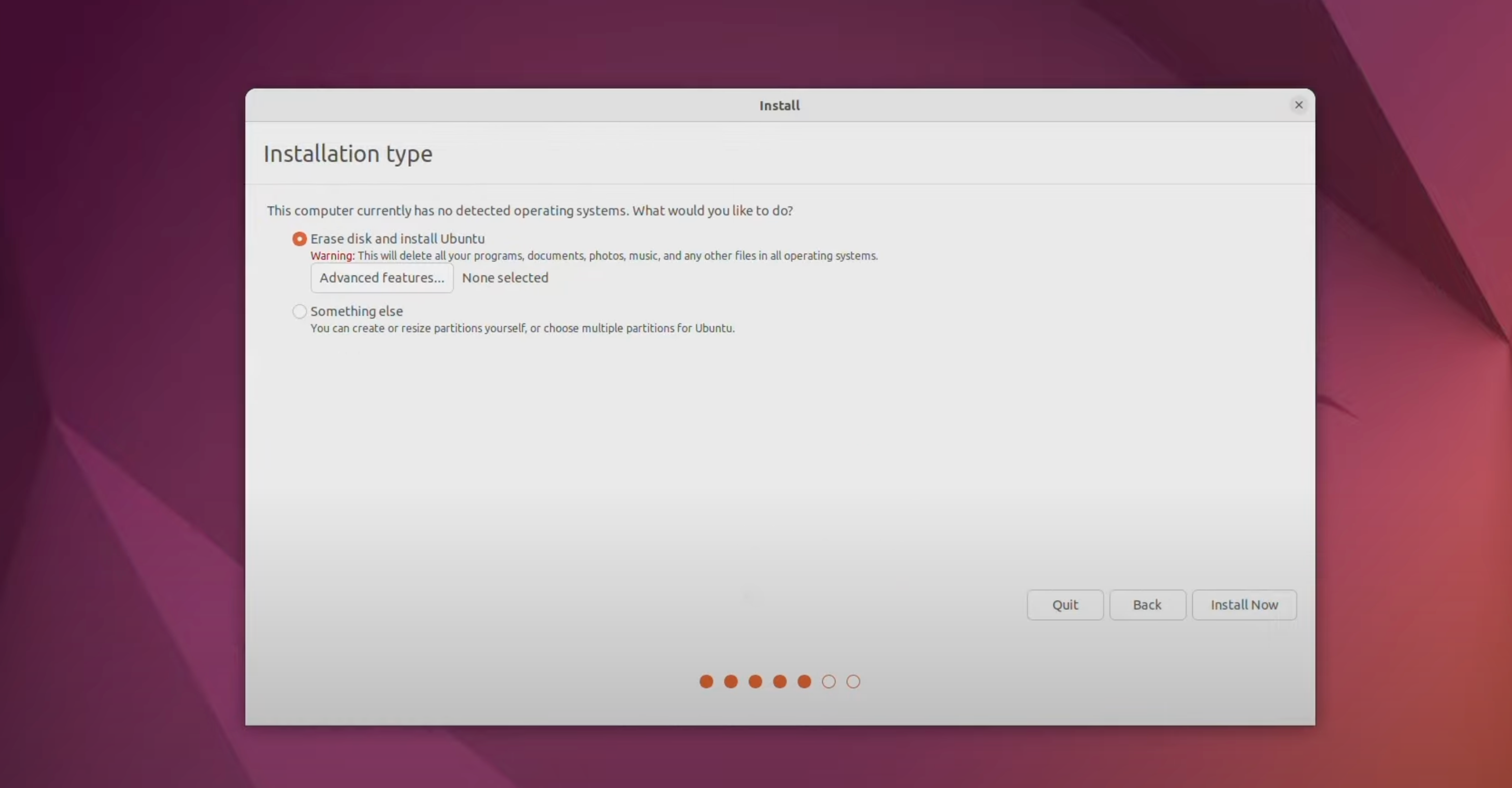 Installation type for Ubuntu