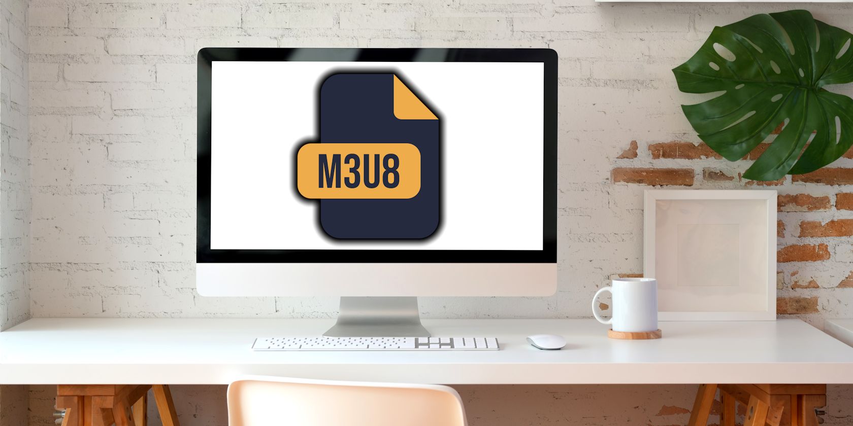 m3u8 file icon on pc monitor in office