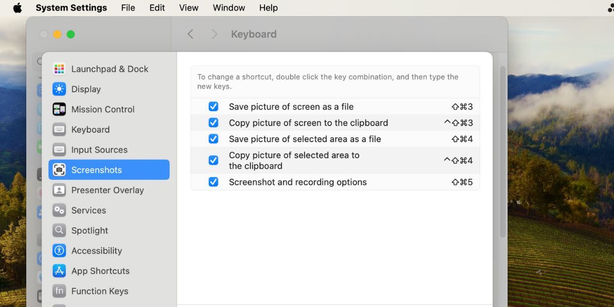 Mac keyboard screenshort shortcuts settings