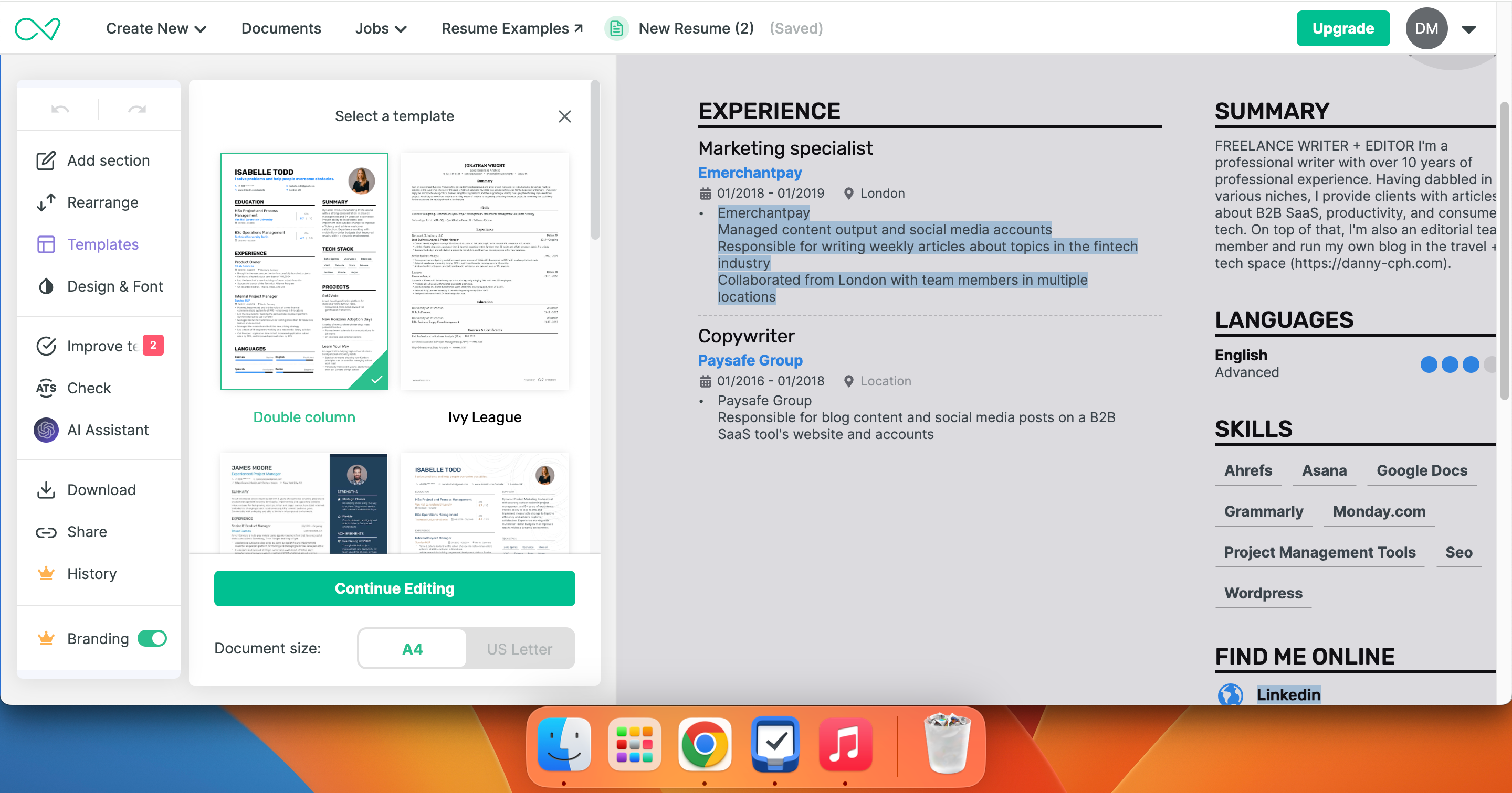 Create a Resume Using the Enhancv App
