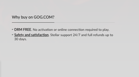 GIG's DRM policy on GOG Galaxy