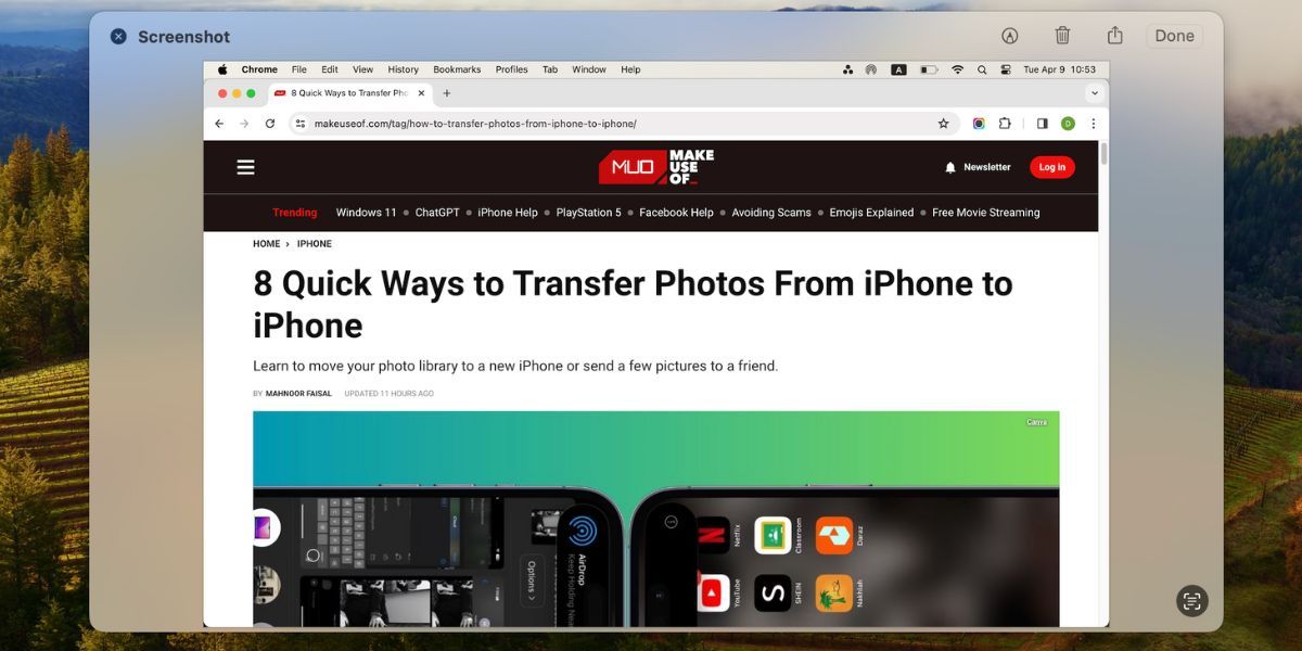 screenshot of full Mac screen