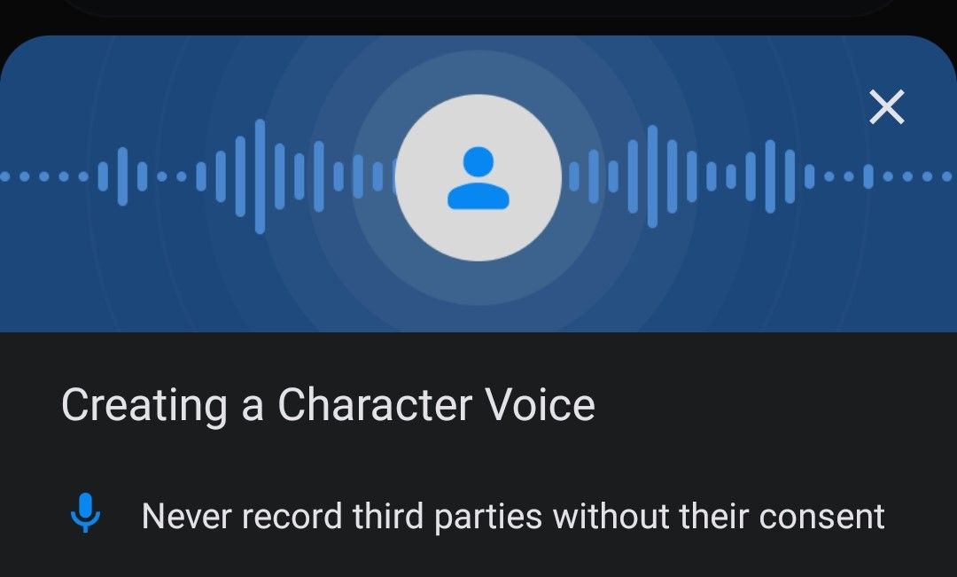 screenshot showing character voice feature