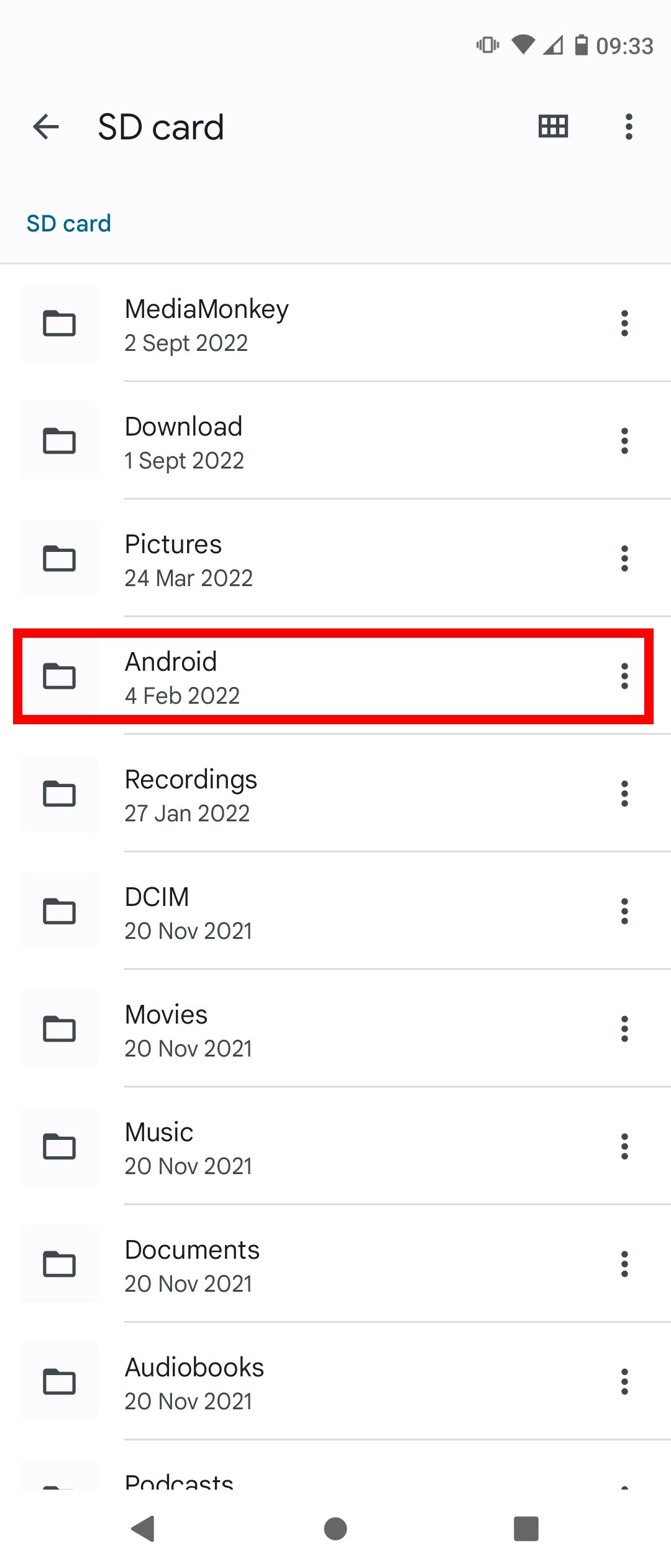 SD Card Storage Folder on Android