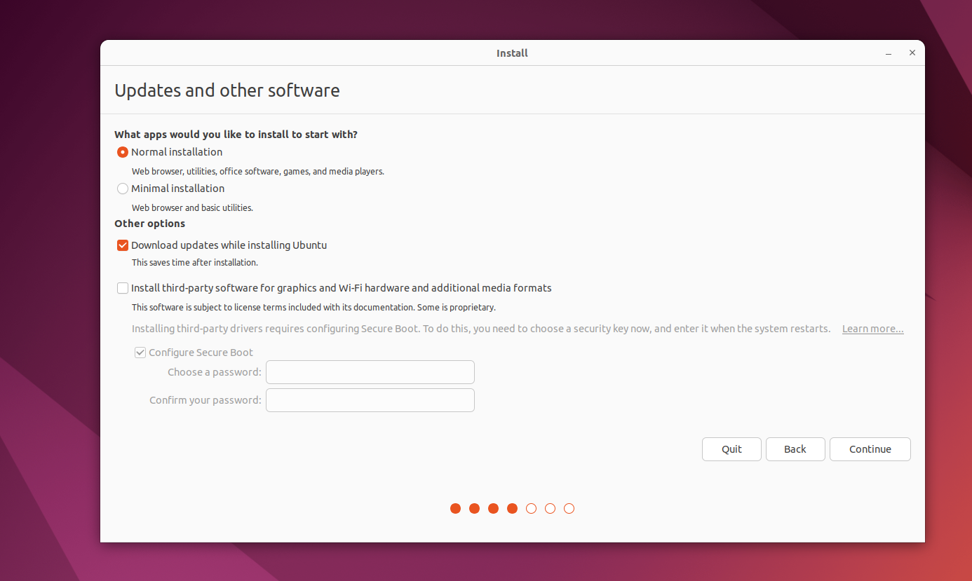 Ubuntu Installer Installation Type Menu