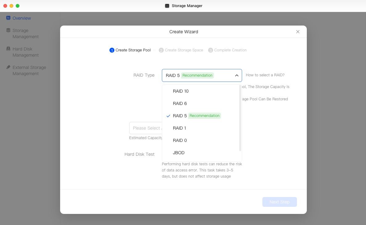 ugreen dxp4800 plus setup raid screen