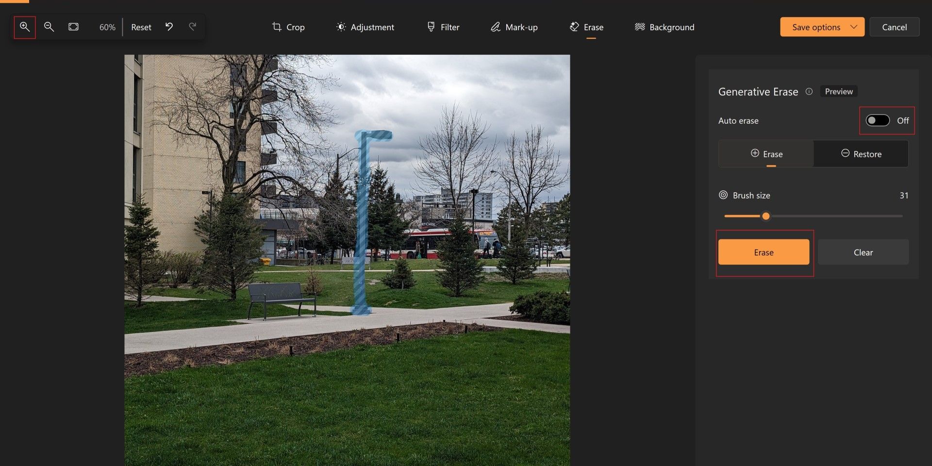 با استفاده از ابزار Erase در Windows Photos