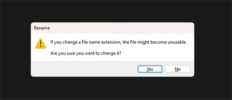 Windows extension rename warning