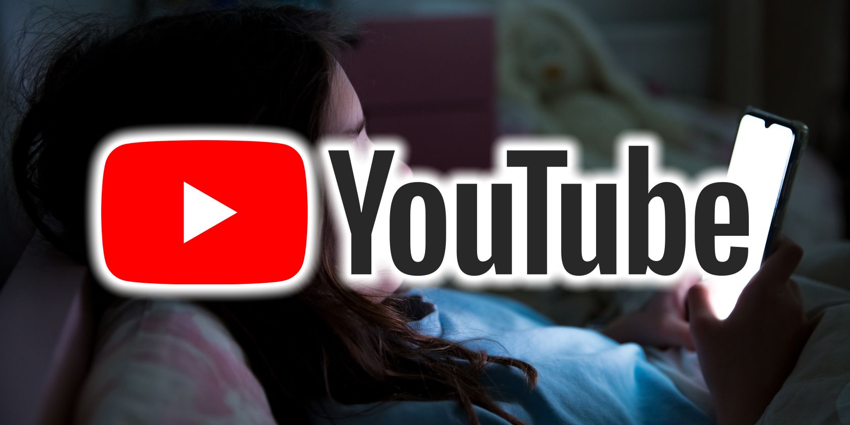youtube logo with person using smartphone background