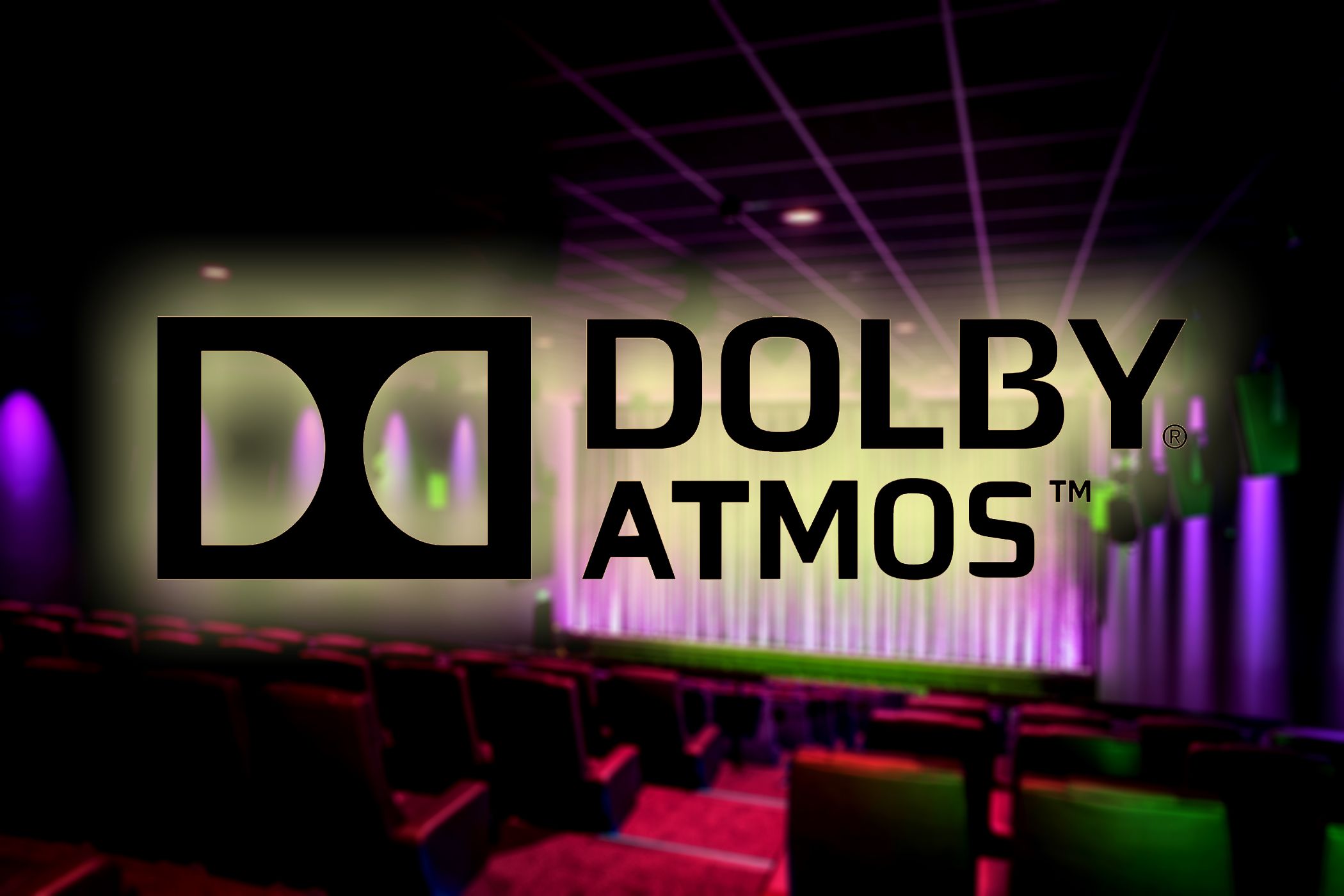 dolby atmos logo on cinema theatre background