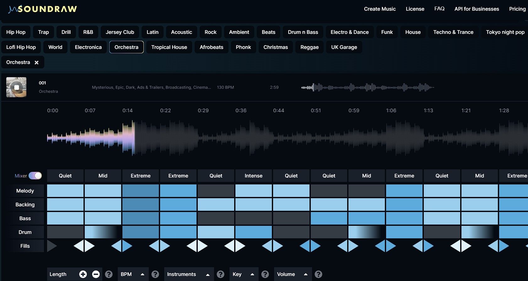 Editing a song in Soundraw