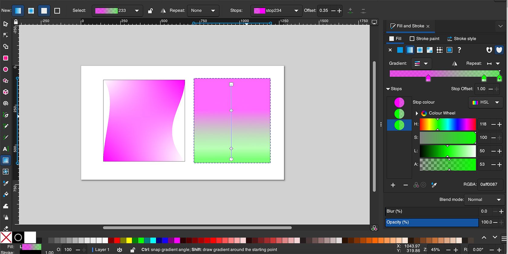 Inkscape Gradient Tool