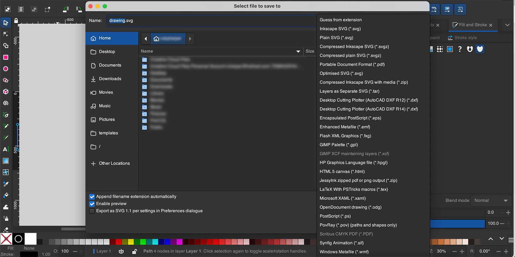 Inkscape Save Formats