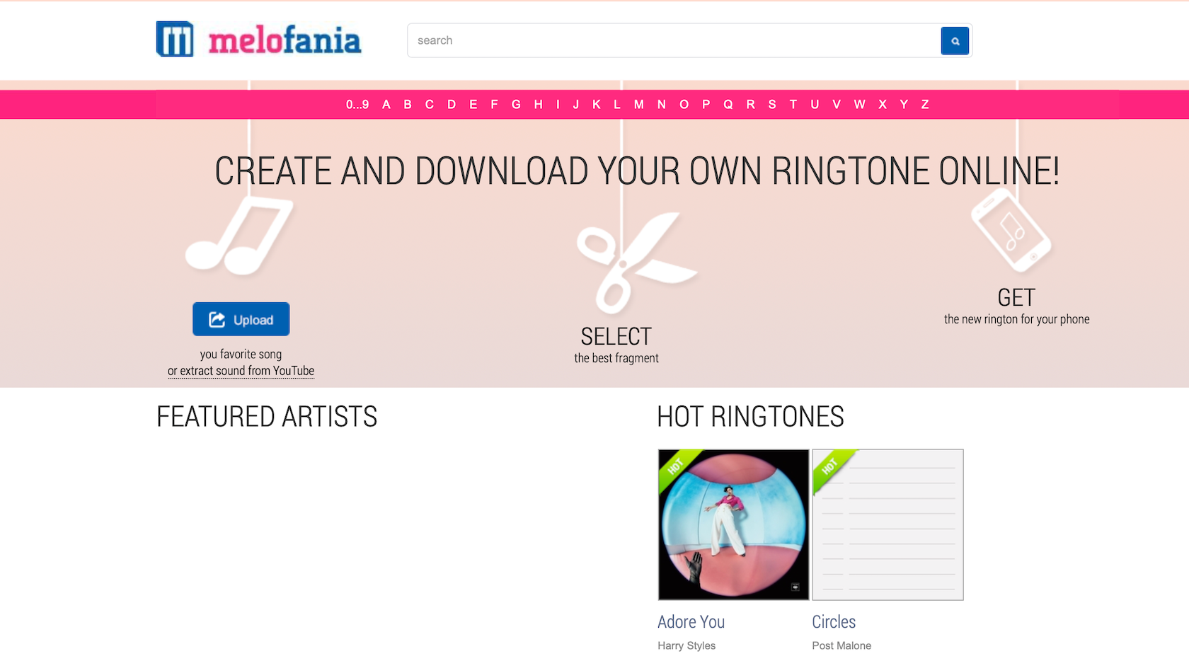 MeloFania website homepage