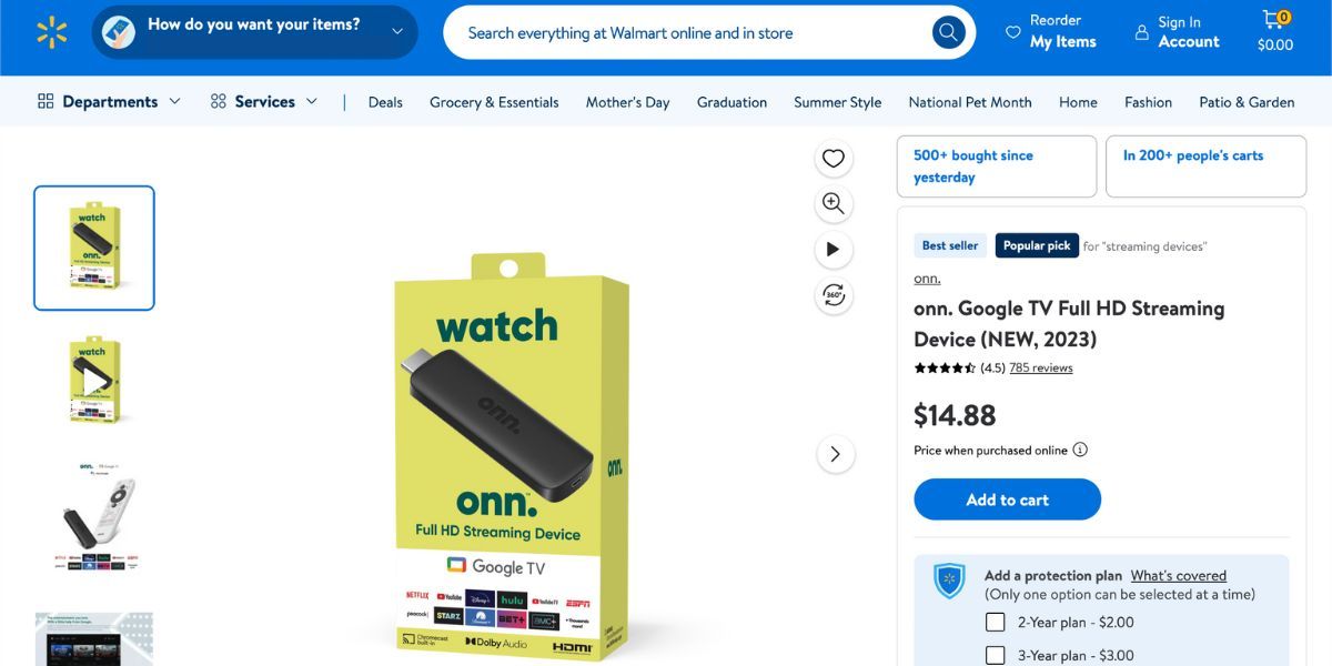 onn دستگاه پخش Full HD در وب سایت Walmart.