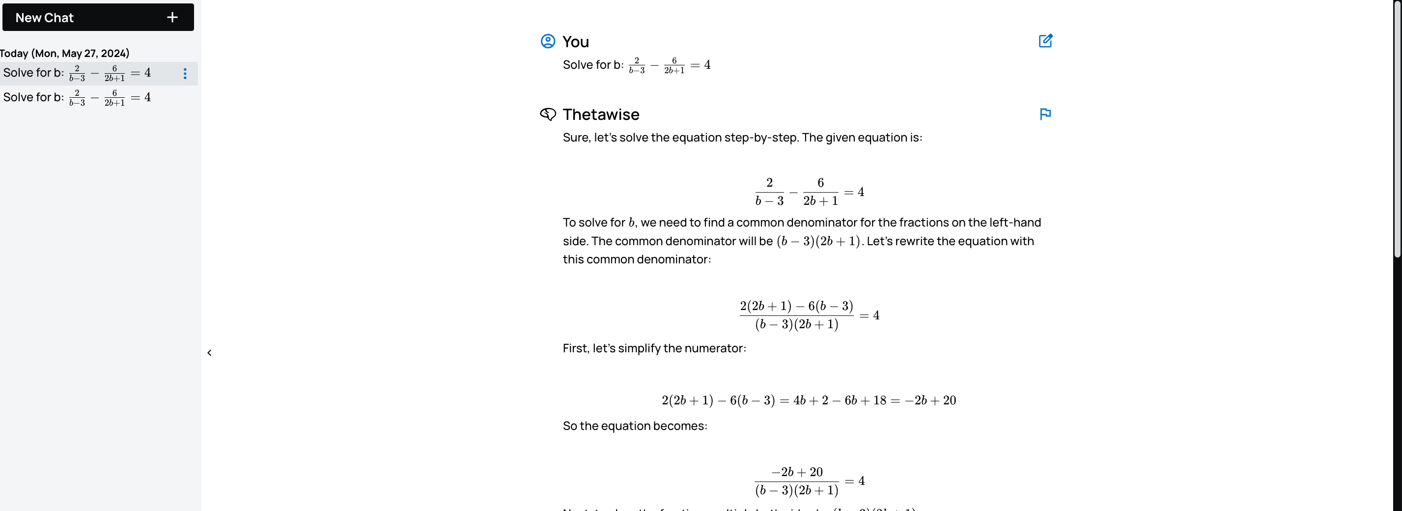 Thetawise solves an algebraic problem
