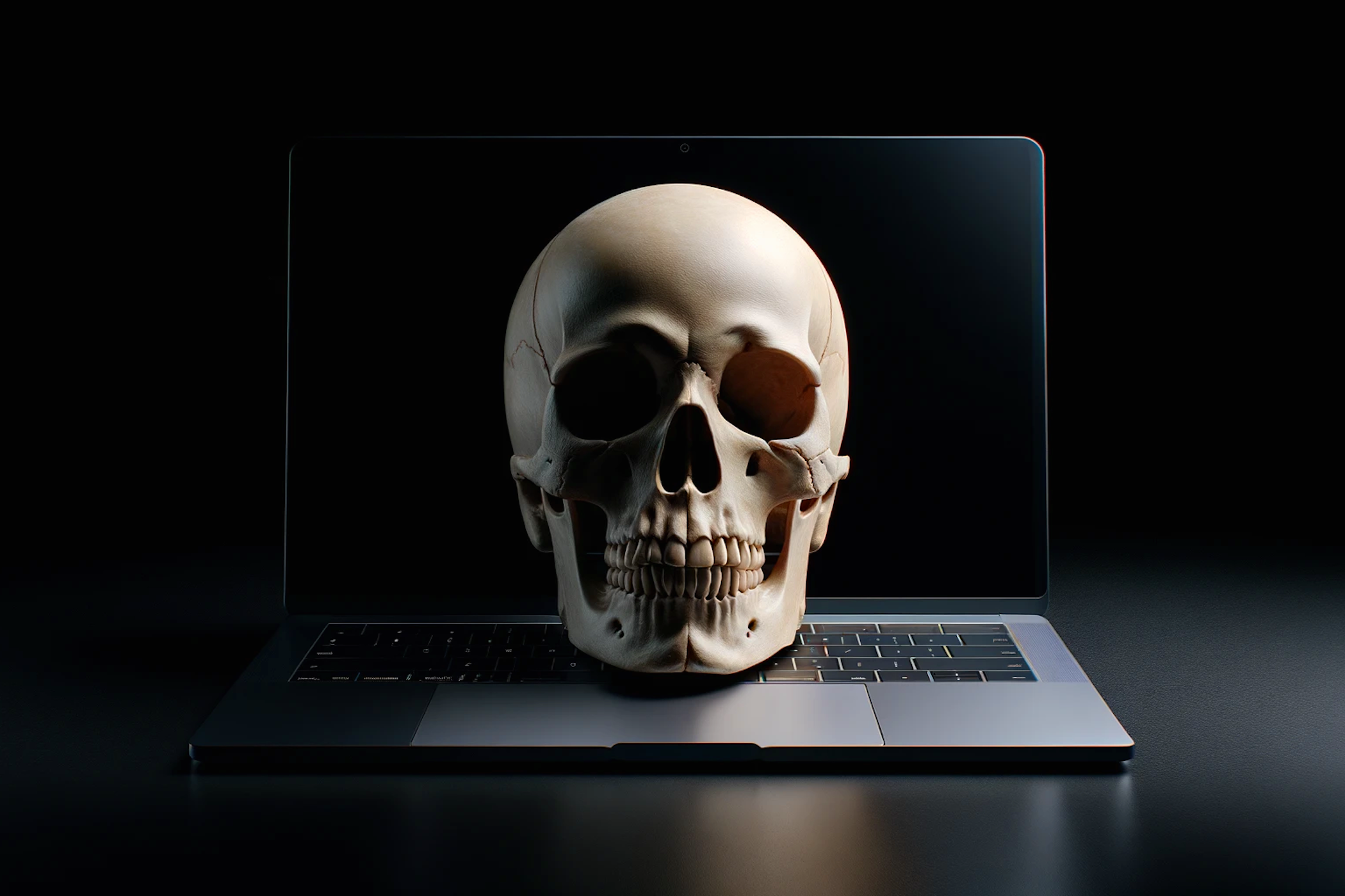 skull on laptop dead internet theory
