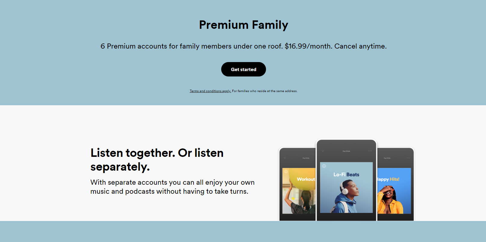 The Spotify Premium Family page on the Spotify website