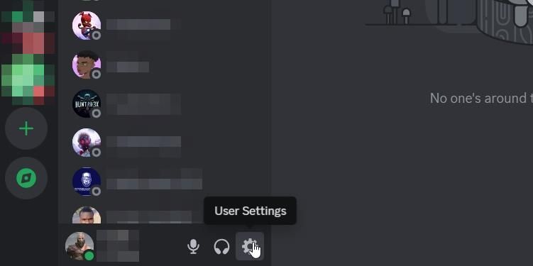 گزینه تنظیمات کاربر برای Discord در دسکتاپ.