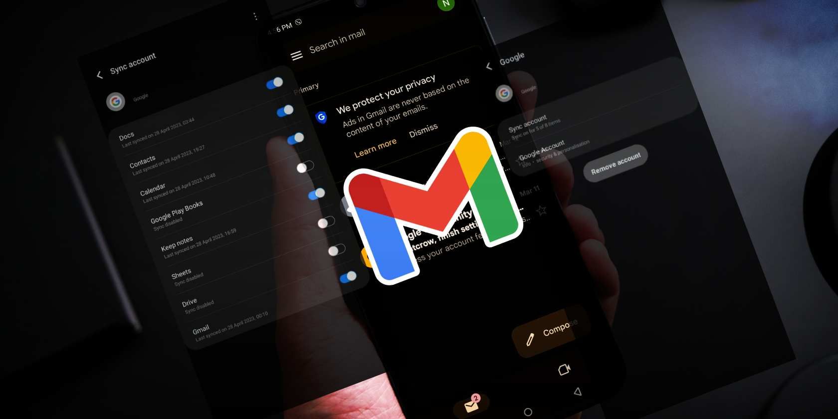 A phone with a gmail interface and a gmail logo