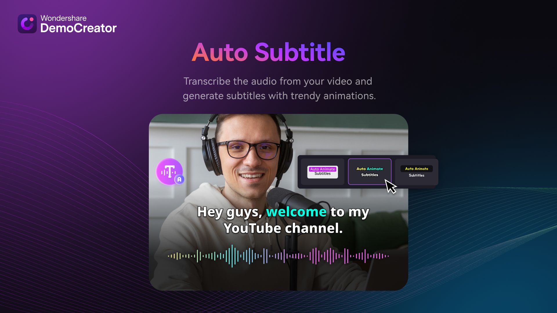 Man Creating Subtitle for DemoCreator AI Auto Subtitle Feature Showcase