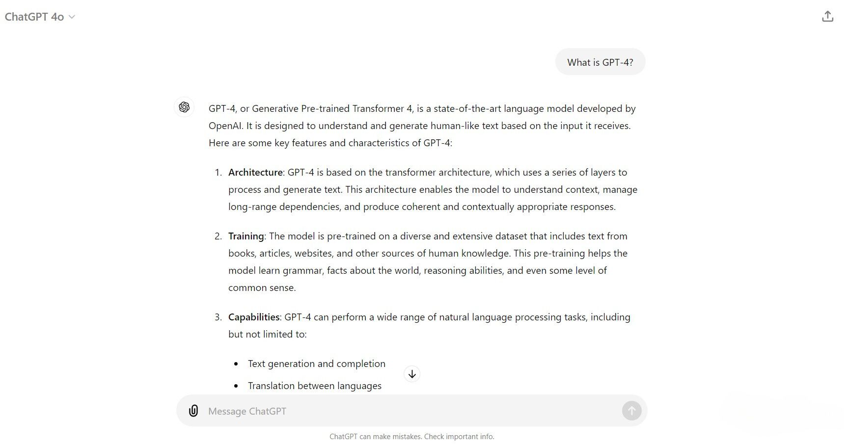 درخواست GPT-4o با استفاده از ChatGPT