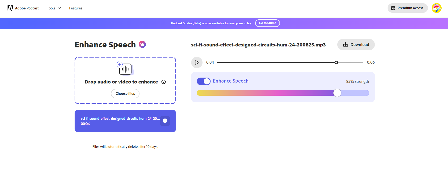 با استفاده از ابزار Adobe Enhance Speech Tool برای حذف نویز از صدا