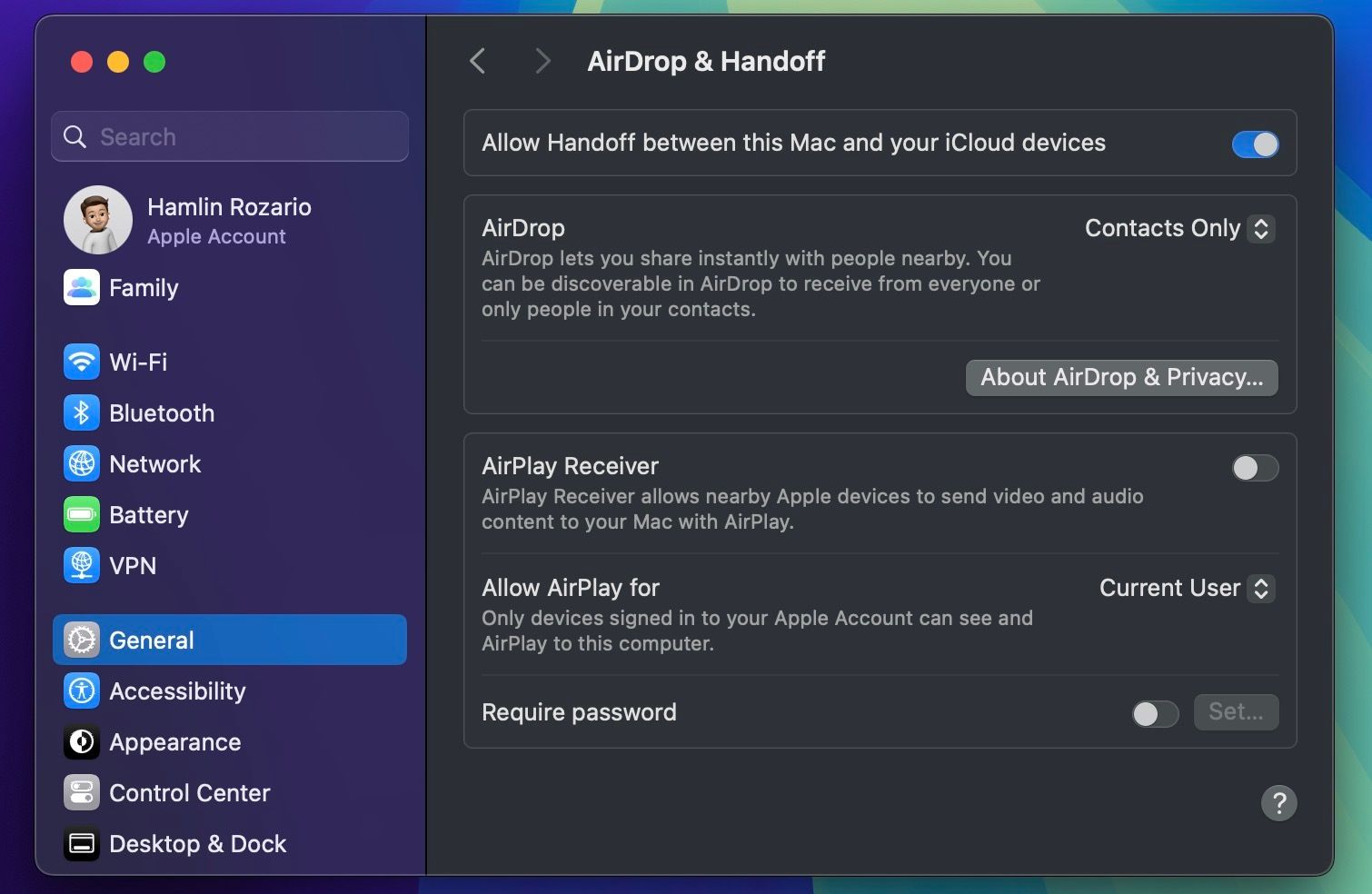 تنظیمات AirDrop و Handoff در macOS