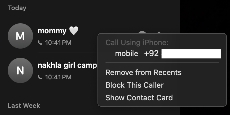 calling someone on macOS