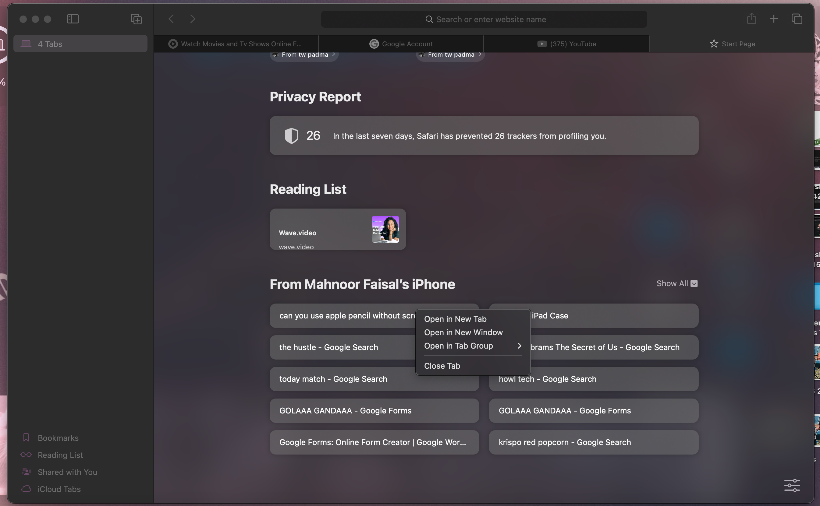 closing an iCloud Safari tab macOS