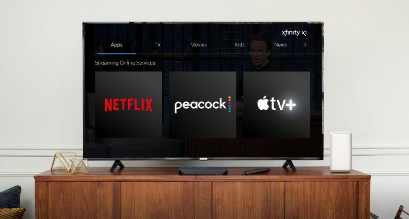 comcast streamsaver homepage with Netflix, Peacock, and Apple TV+