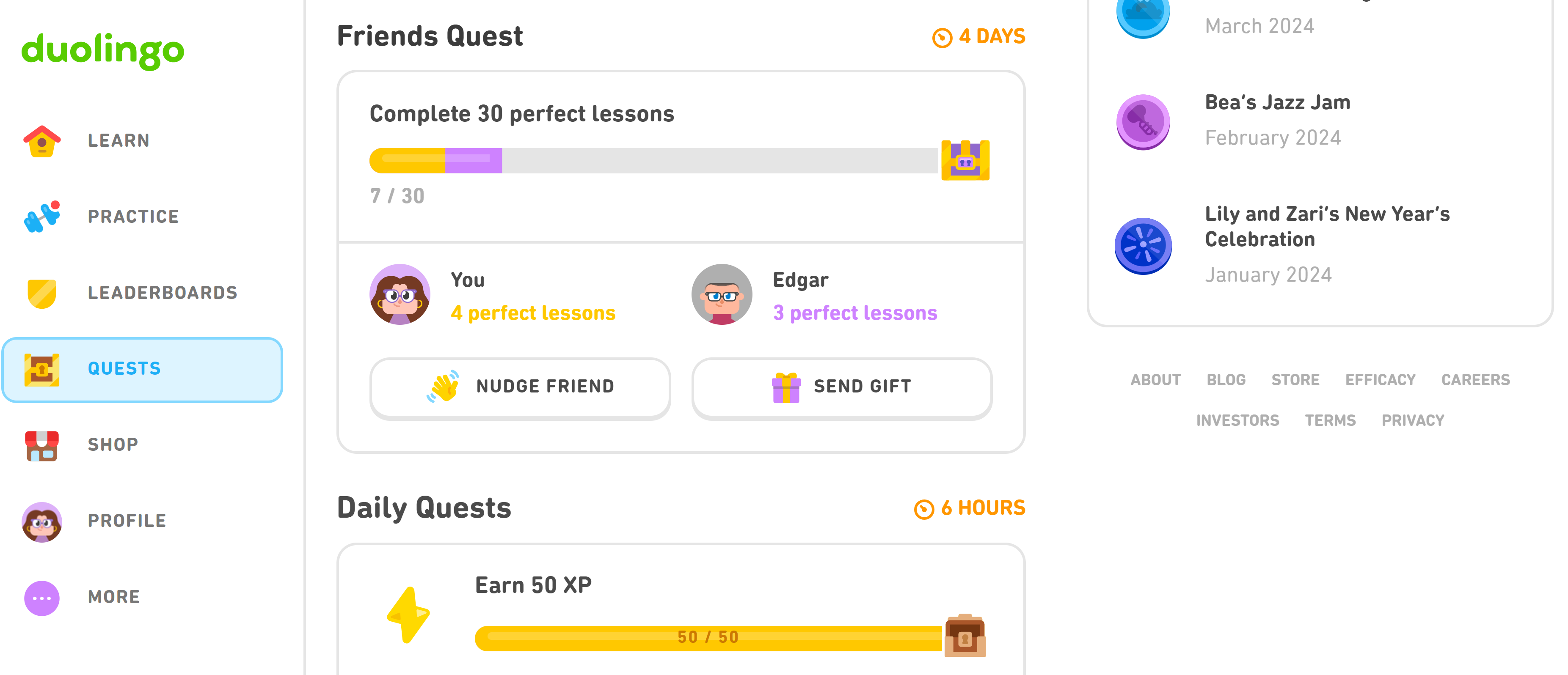 اسکرین شات Duolingo Friend Quest