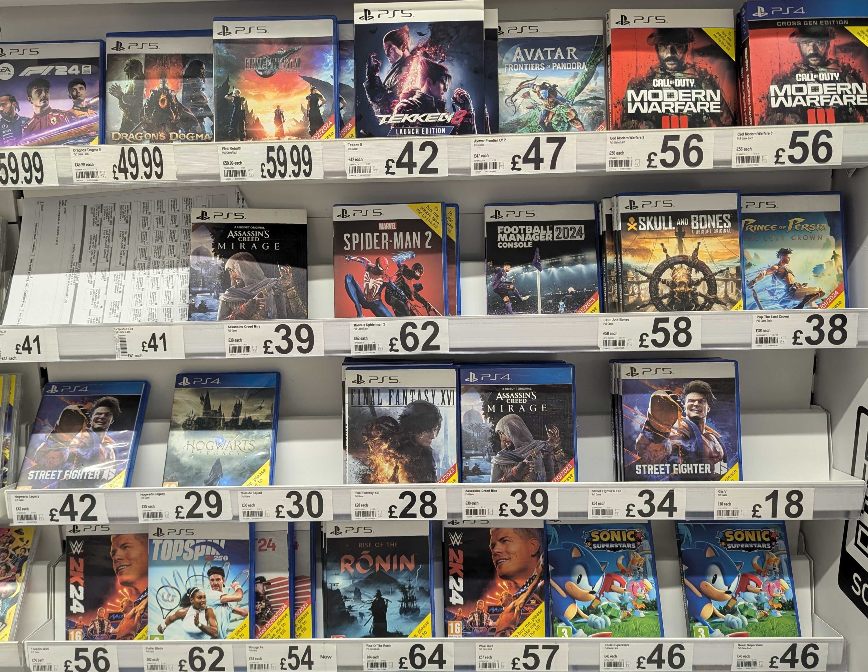 A wall of new PS5 games for sale