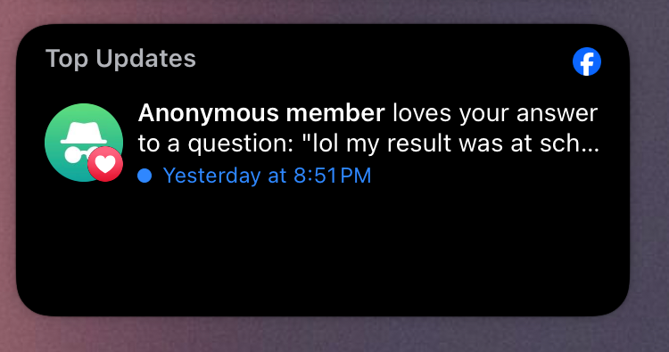 FaceBook widget on macOS